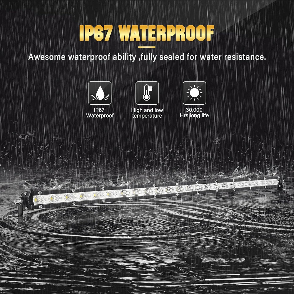 Willpower 25 Inch 120W Single Row Led Light Bar Flood Spot Combo Beam Slim Of...
