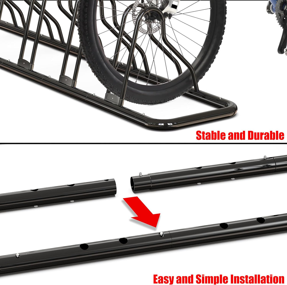 Simple Houseware 5-Bike Adjustable Floor Storage Rack for Garage, Black