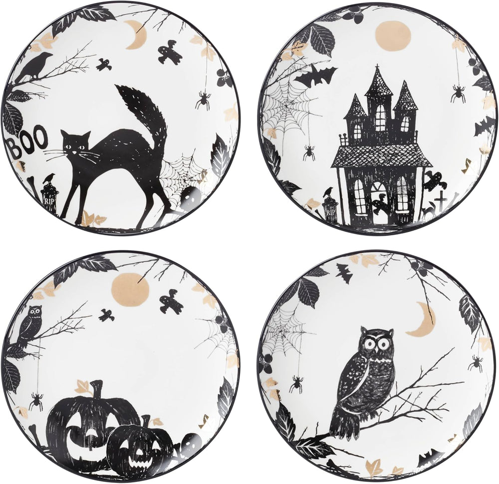 Lenox Haunted Halloween 4-Piece Accent Plates, Appetizer Plate Set for 4