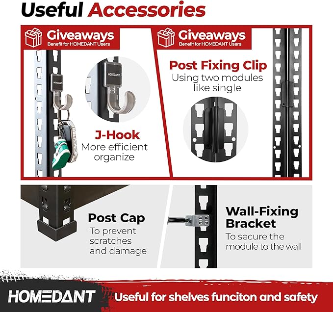 HOMEDANT 5 Tier Laminated Boltless Heavy Duty Garage Storage Adjustable Wide