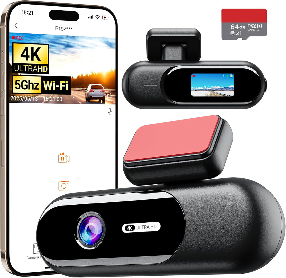 4K Dash Cam Front,Built-in 5G WiFi,64GB Card Included, Dash Camera for Cars, ...