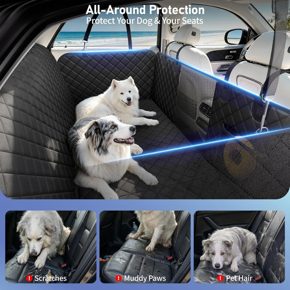 Dog Car Seat Cover for Back Seat, Hard Bottom Dog Hammock,51in,Black