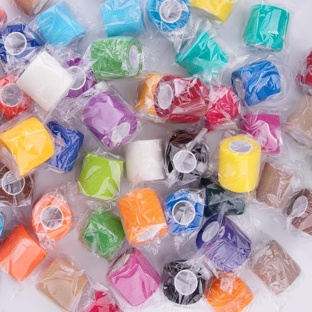 BQTQ 50 Rolls Self Adhesive Bandage Wrap 2 inch Self Adherent Tape(Rainbow)