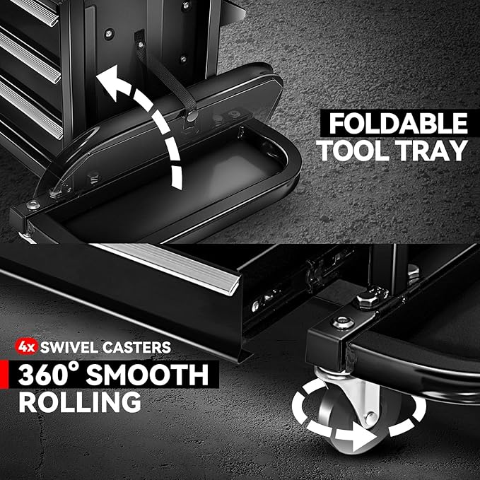 Auto Dynasty 3-Drawer Mechanic Rolling Seat, 350 LBS Capacity Roller Garage