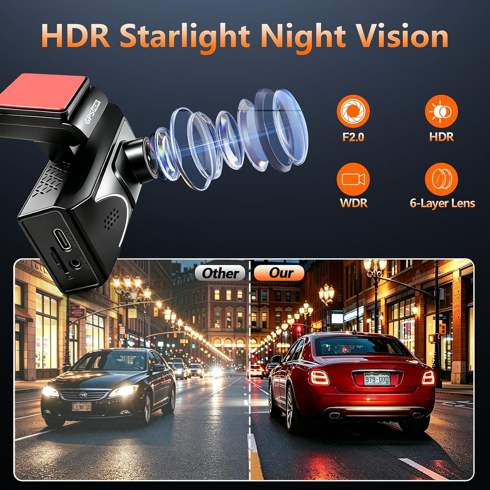 4K Dual Dash Cam Front and Rear,Starlight Night Vision G Sensor ADAS