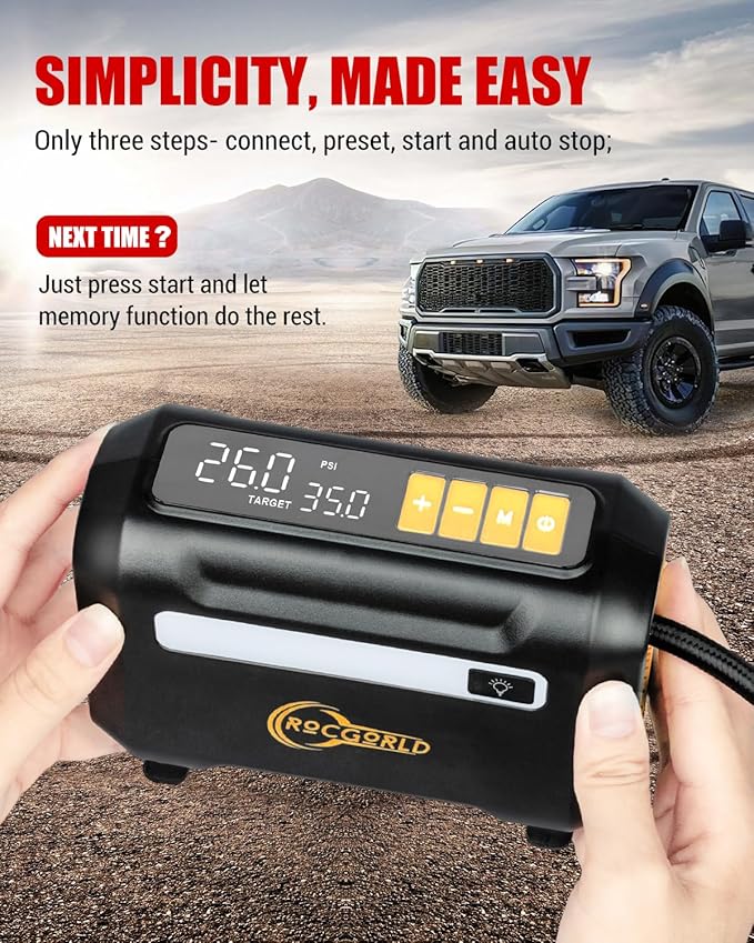 R8 Tire Inflator Portable Air Compressor, DC 12V Portable Air Compressor