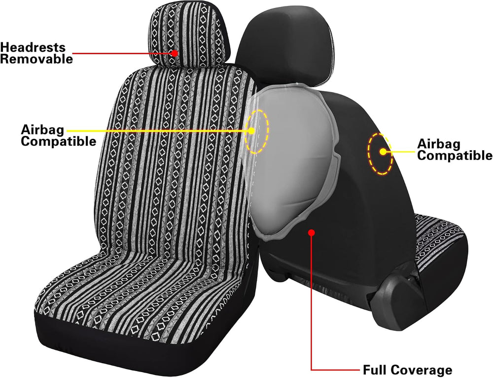 HAIYAOTIMES Baja Saddle Blanket Car Seat Covers Full Set with Seat Belt Pads,...