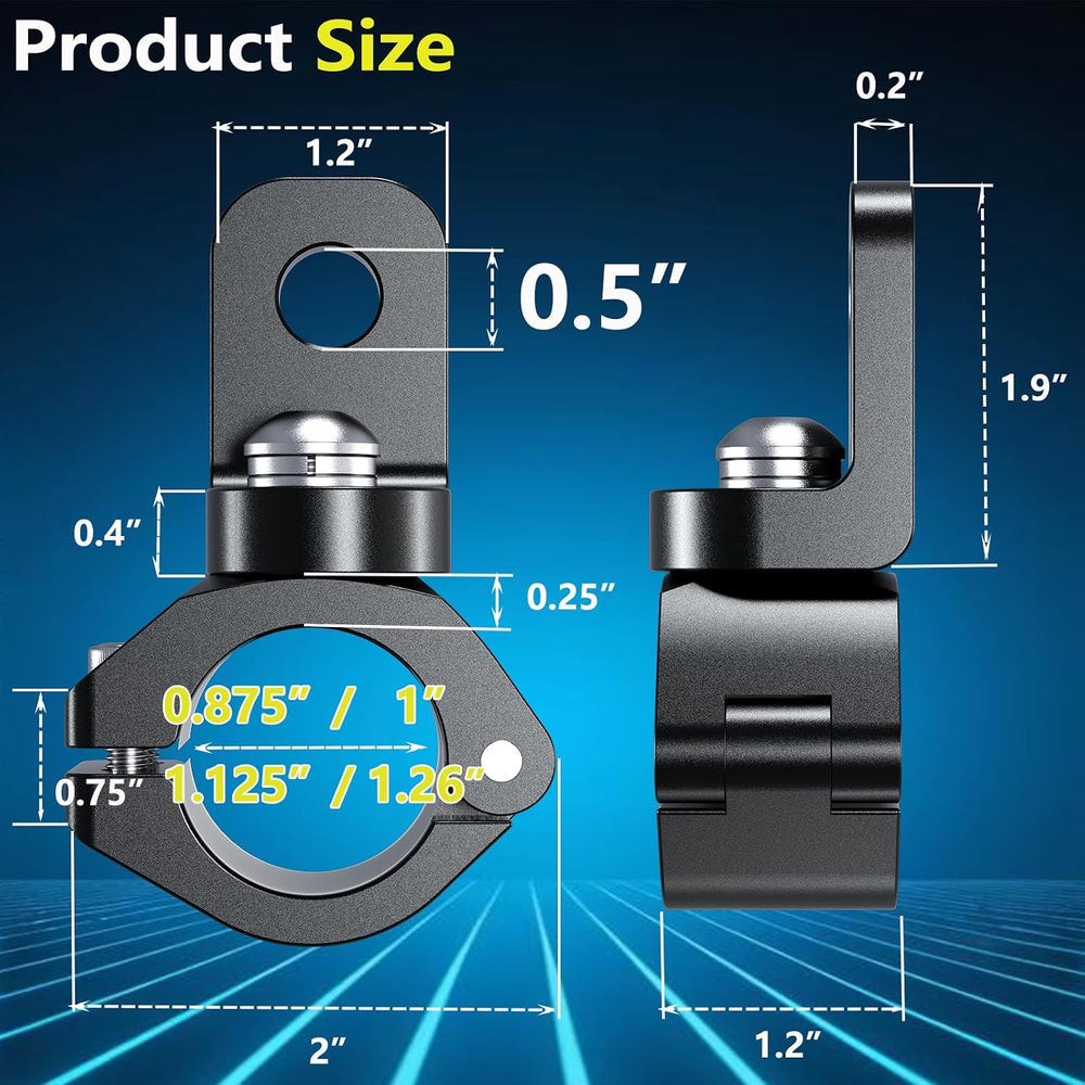 2PCS Heavy Duty CNC ATV Whip Light Mount