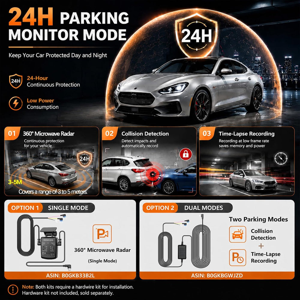 4 Channel Dash Cam, 360° View 3K Front +1080P x3 Left & Right, Dash Camer...