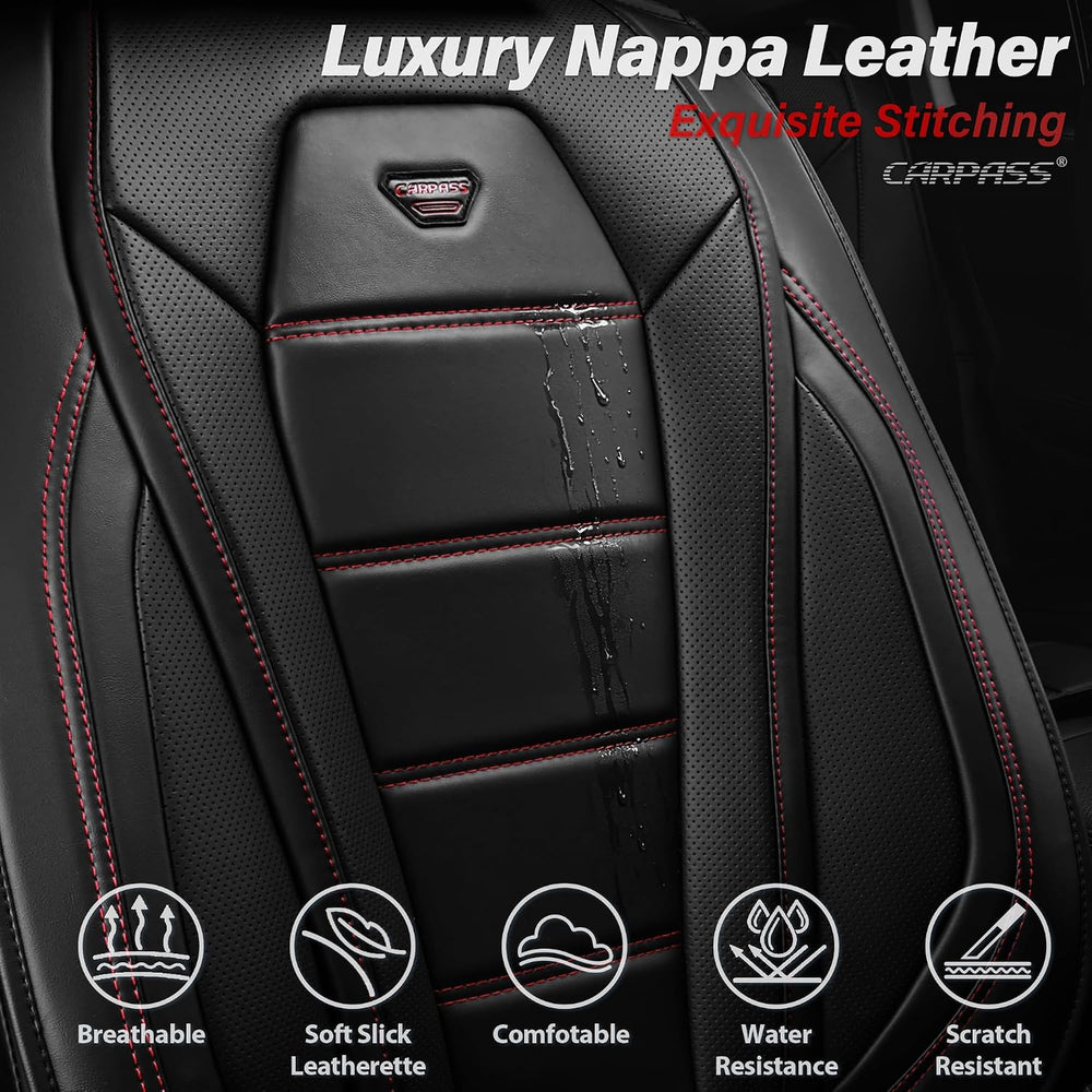 CAR PASS Luxury Nappa Leather Car Seat Covers Front Seats, Waterproof Seat Co...
