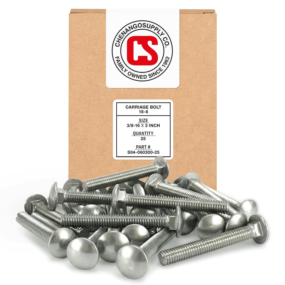 Chenango Supply 3/8-16 x 3 Stainless Carriage Bolts
