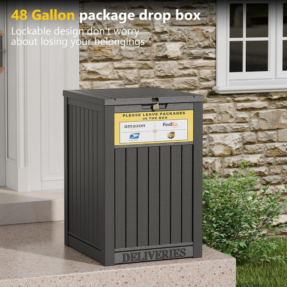 LHBGO Package Delivery Box for Outside with Sign, 48 Gallon Storage with Lock...
