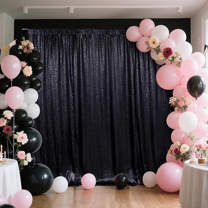 SquarePie Sequin BackdropLess See Through Thick Background Glitter Curtain fo...
