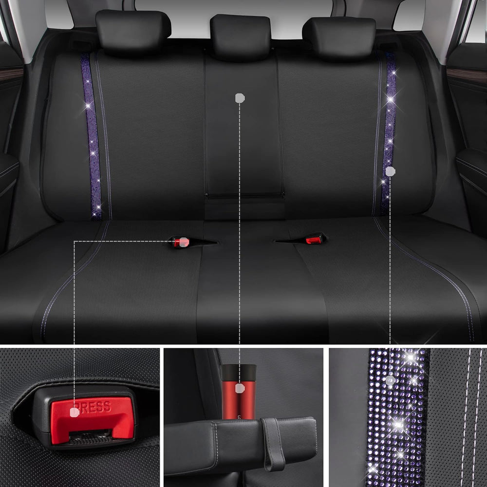 CAR PASS Bling Diamond Car Seat Covers Full Set,Shining Rhinestone Waterproof...