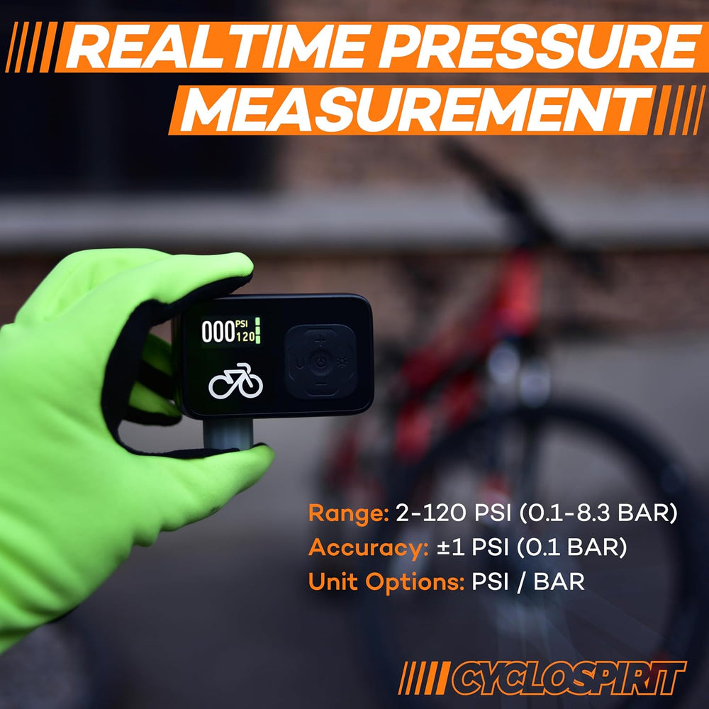 Mini Electric Bike Pump with Digital Gauge, Portable Rechargeable Bicycle Tir...