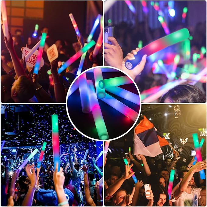 28PCS LED Foam Halloween Glow Sticks, Foam Light up Sticks Bulk Party Pack wi...