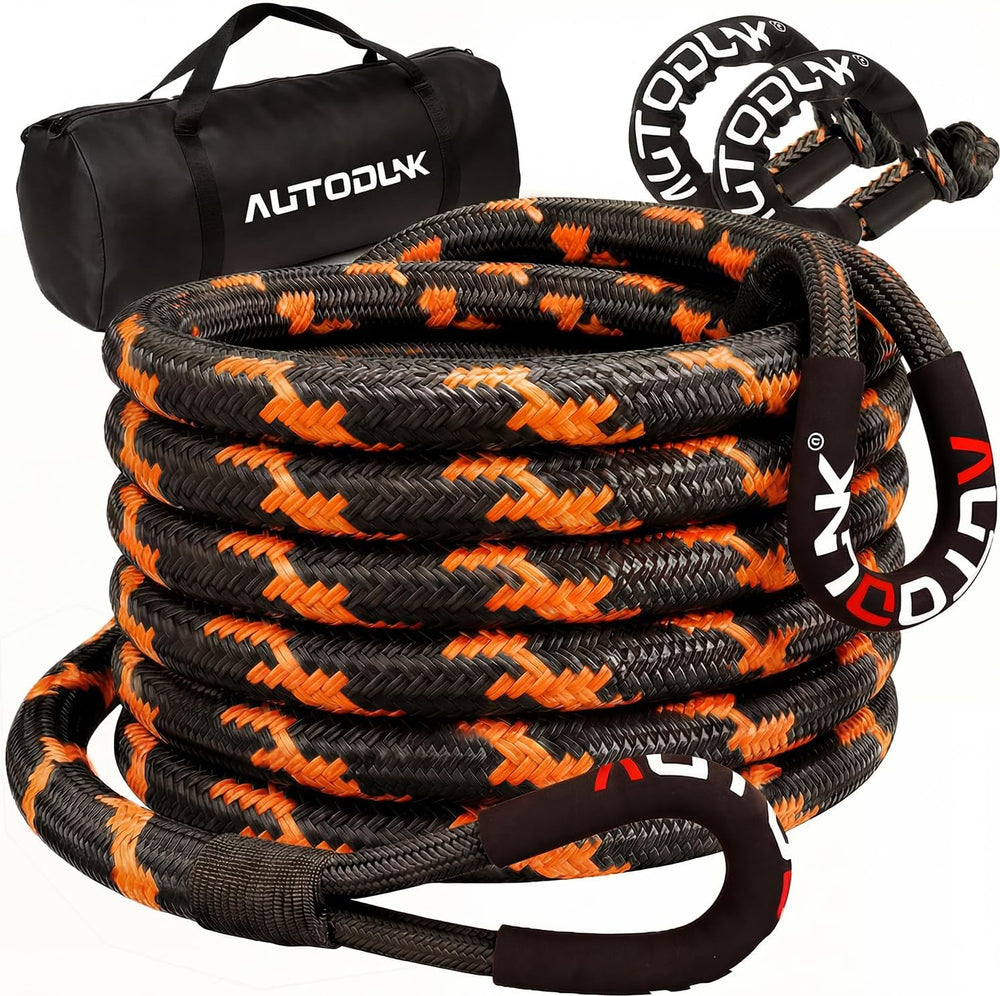 1-1/8" x 30' Kinetic Recovery Tow Rope (48,600lbs), with 2 Soft Shac...