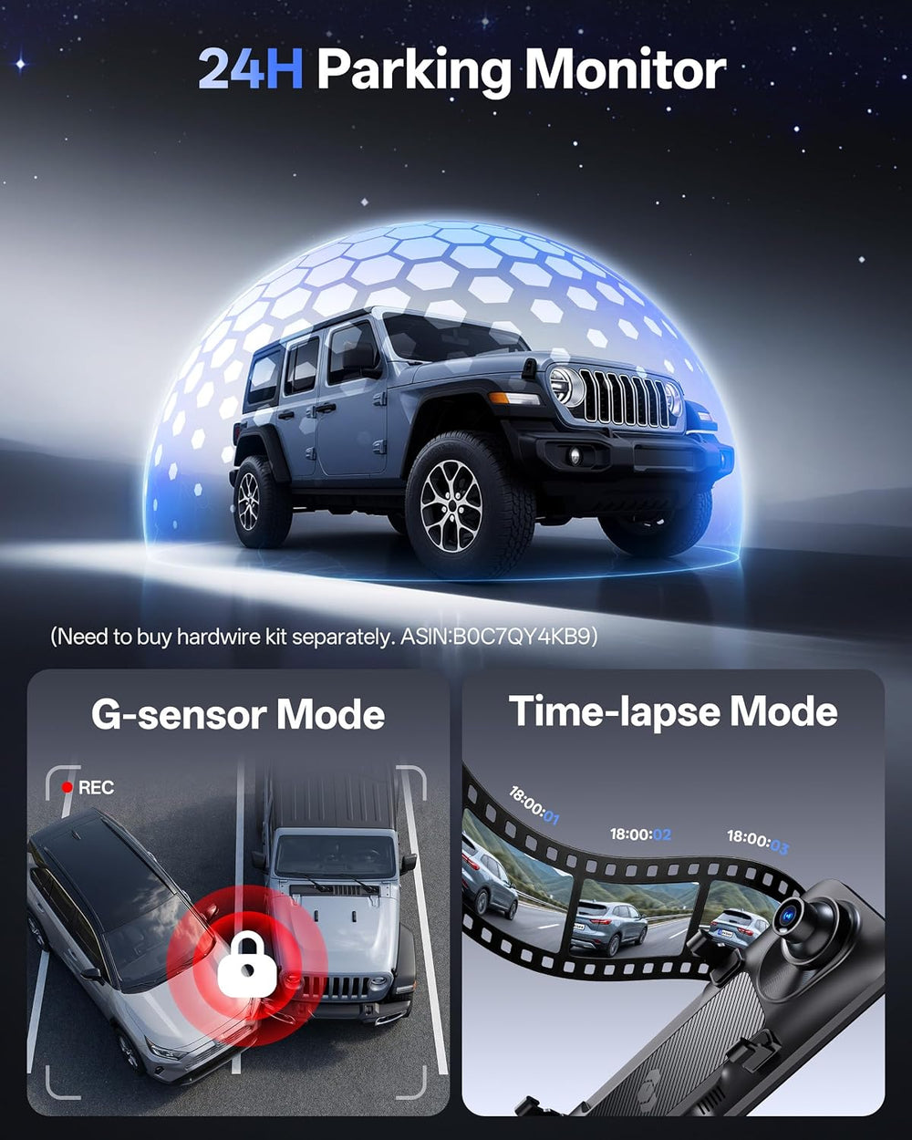 Pelsee S12 Native 4K + 2.5K Mirror Dash Cam, 64GB Card Included, GPS