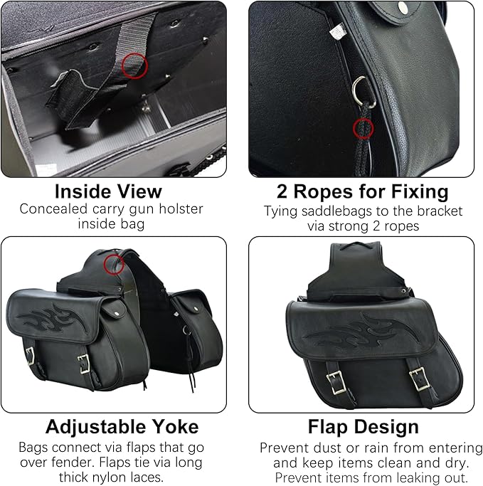 Dream Apparel Naked Cowhide Leather Motorcycle Saddle Bags Throw Over Saddlebags