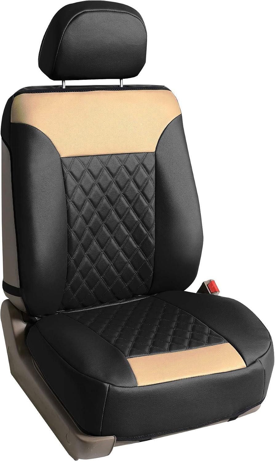 FH Group Deluxe Faux Leather Diamond Pattern Front Set Car Seat Cushions with...