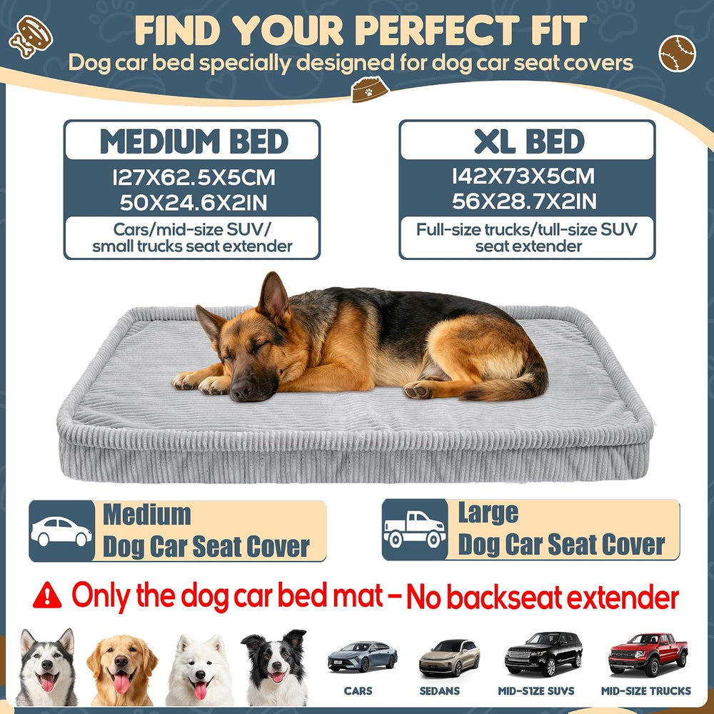 Dog Car Bed, Non-Slip Backseat Extender Pet Mat 50"x24.6"x2"