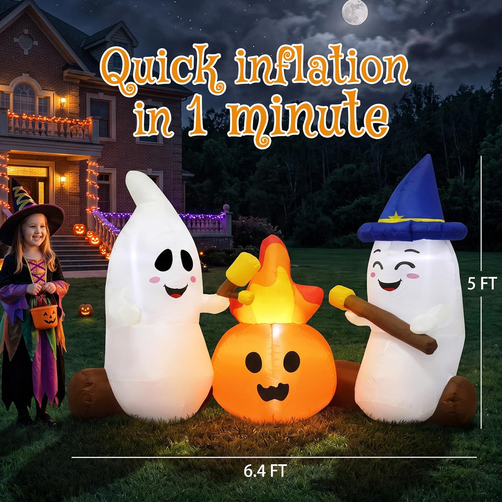 6FT Halloween Inflatables Ghosts Outdoor Cute Blow ups Yard Decorations for G...