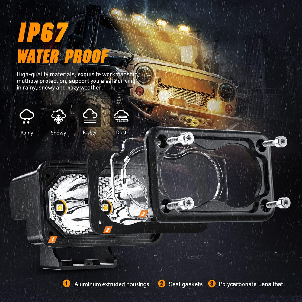 Nilight 3Inch Amber LED Light Pods 2PCS 10W Super Spot Fog Lights Auxiliary D...