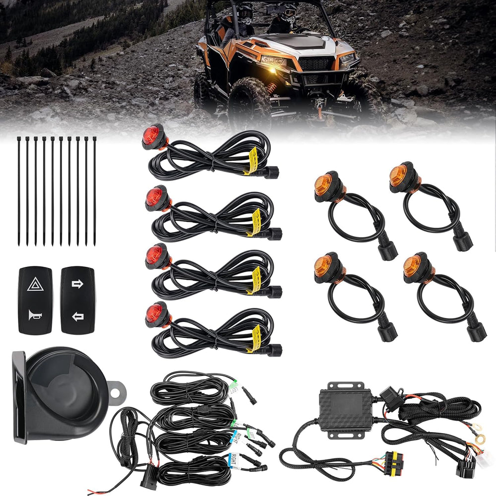 KEMIMOTO UTV Turn Signal Kit with 110D Horn, Pre-Wired, Plug and Play UTV Bli...