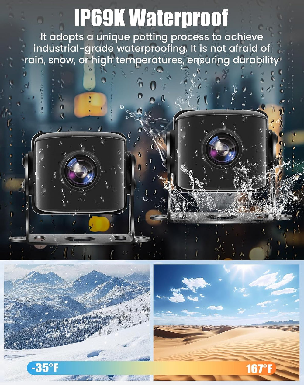 Wired Backup Camera System for Truck/RV, 10.36" HD Touch Screen Monitor