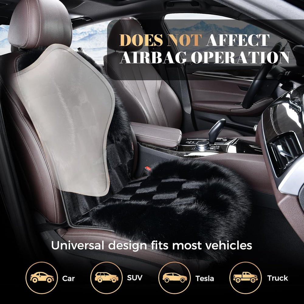 Coverado Fluffy Fur Car Seat Covers, Luxury Thickened Plush Car Seat Cushion ...