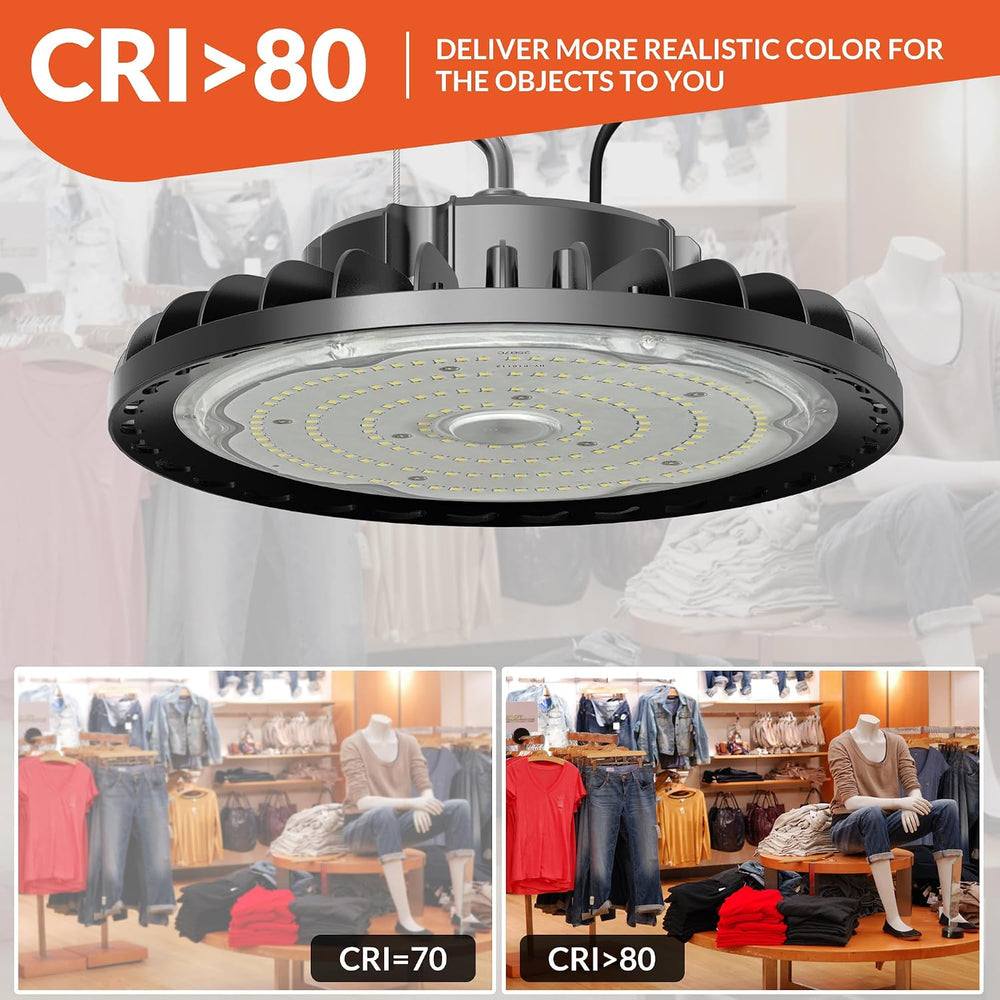 200W LED High Bay Light, 28000LM 110-277V 5000K Shop Garage Light with US Plu...