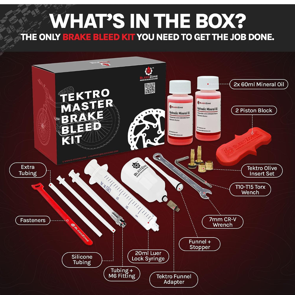 BleedZone Tektro Brake Bleed Kit with 120ml Mineral Oil for TRP Brakes