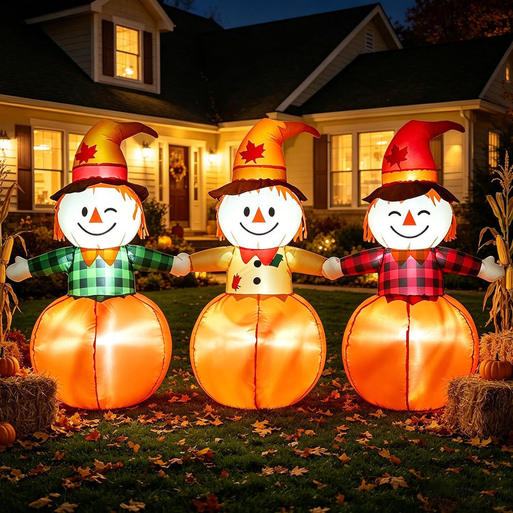 DomKom 6ft Fall Outdoor Inflatable Scarecrow Decoration, Halloween Thanksgivi...