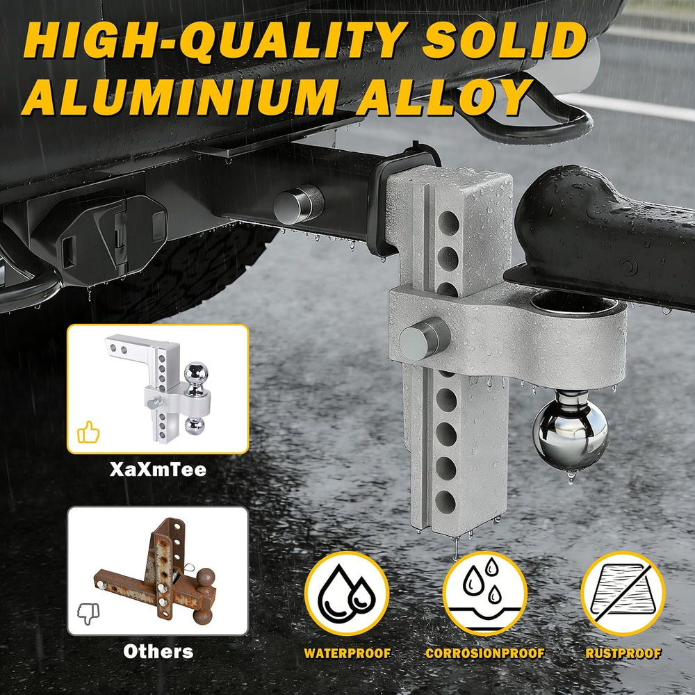 Aluminum Adjustable Trailer Hitch for 2-Inch Receiver 6 Inch Drop/Rise Hitch ...
