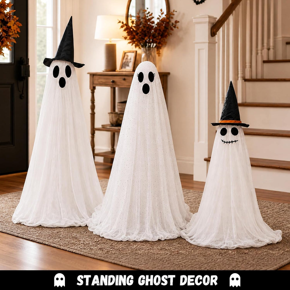 Halloween Light Up Ghost Family Decorations Set, 3 Pack Standing Ghost Figure...