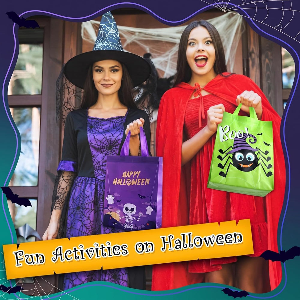 Sweetude 60 Pcs Halloween Tote Bags Bulk with Handles, Reusable
