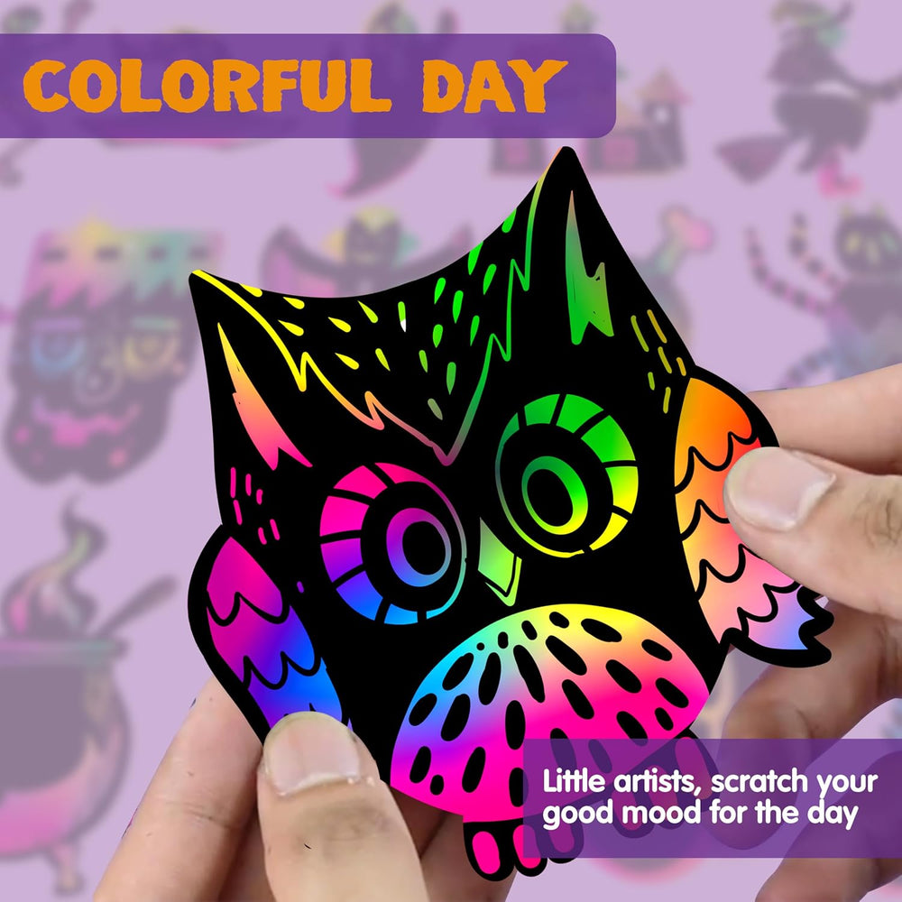 JOYIN 120 Pcs Halloween Rainbow Scratch Art Crafts for Kid, Halloween Party F...