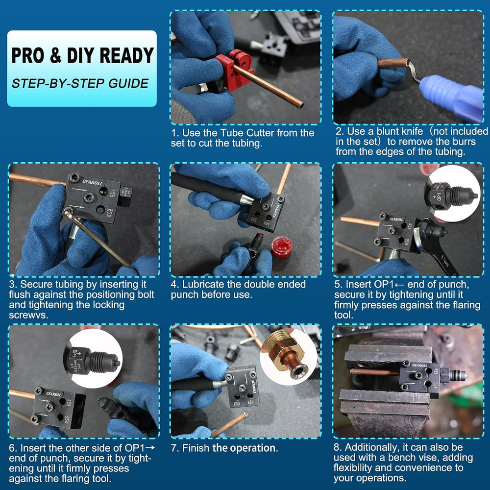 Brake Line Flaring Tool Kit, 3/16" 1/4" SAE Double Flare Tool for B...