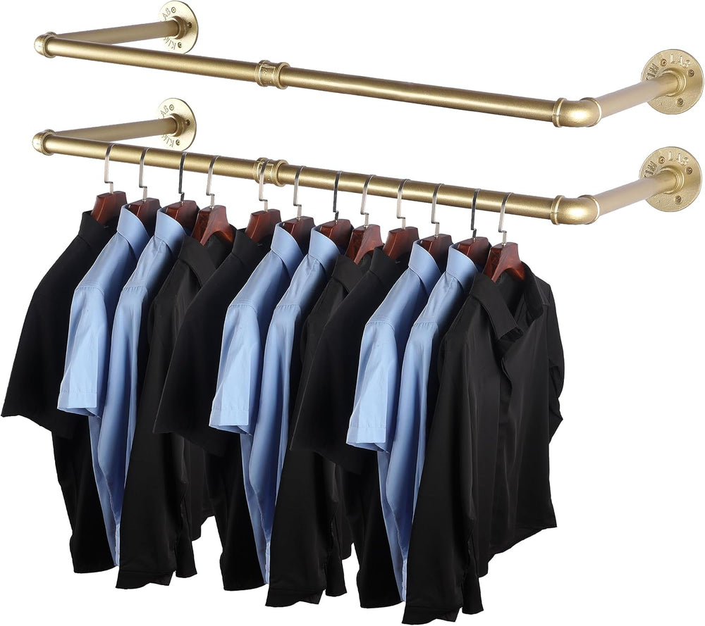 AddGrace Industrial Pipe Clothing Garment Rack Gold 34.5 Inch 2 Pack