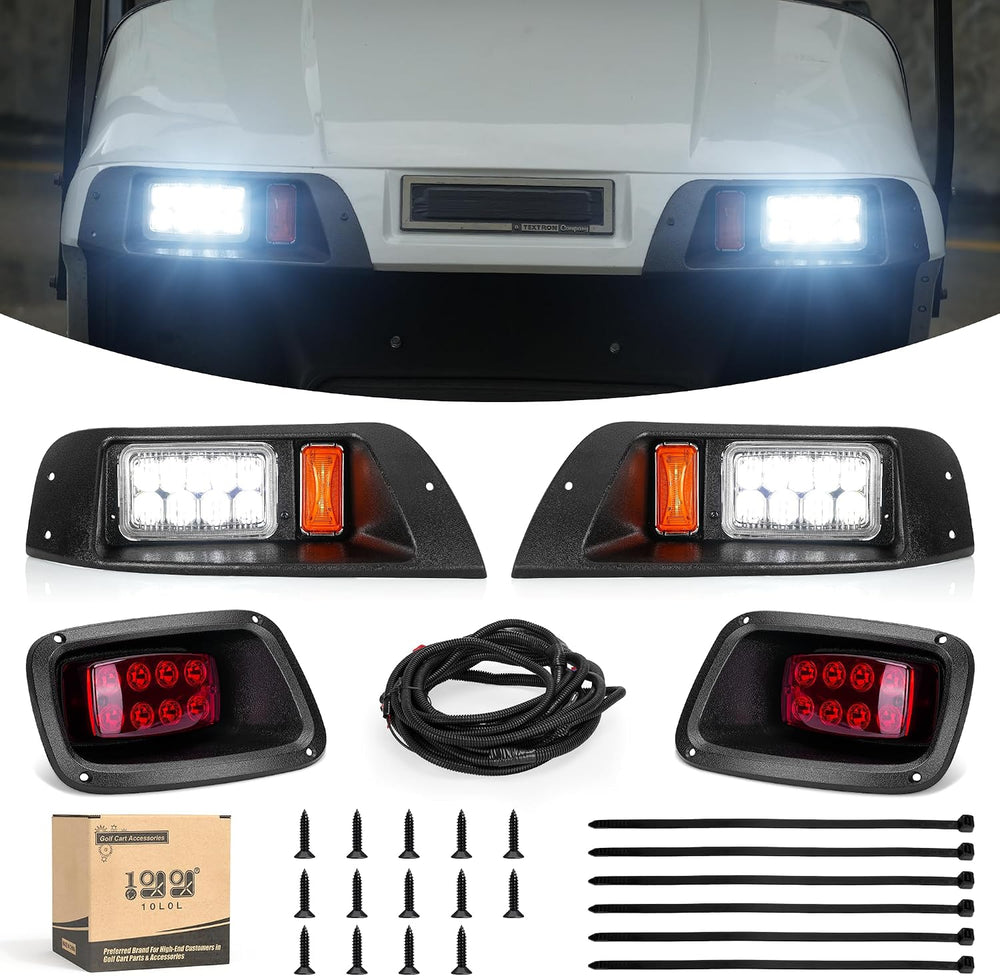 10L0L Golf Cart Headlight and Tail Light Kit for EZGO TXT 1995-2013 G&E 12V