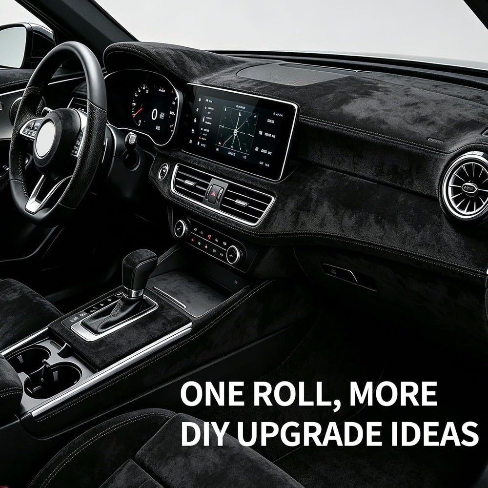 Suede Fabric Wrap for Car Interior, Black, 24 x 72 in