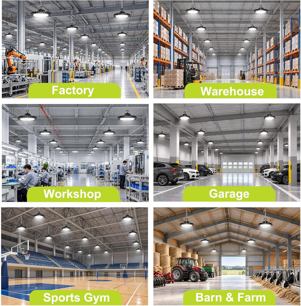 150W UFO LED High Bay Light 8-Pack Dimmable,3Watt Selectable & 5000K