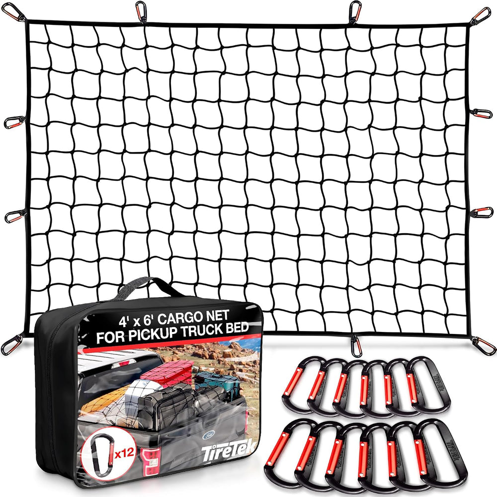 Cargo Net for Pickup Truck Bed โ Truck Bed Net with 12 Metal Carabiners