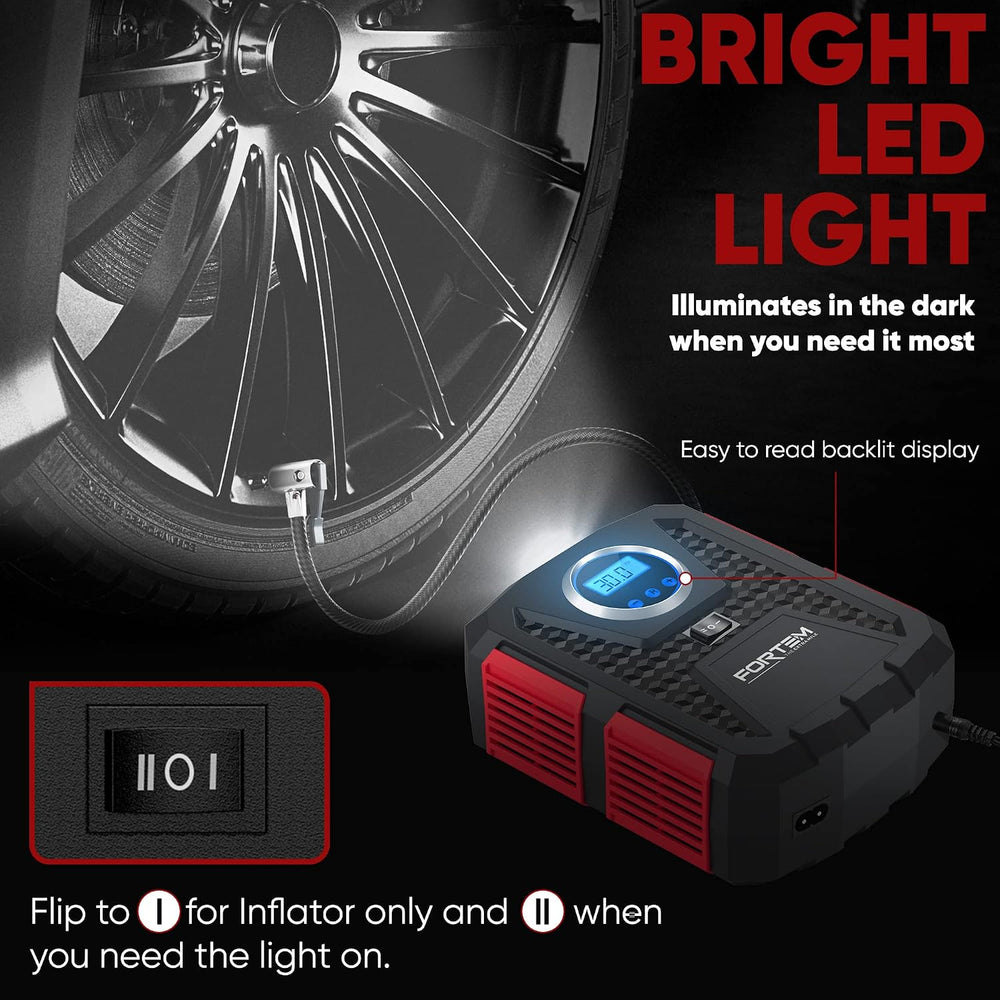 FORTEM Tire Inflator Portable Air Compressor, Air Pump for Car Tires and Bike...