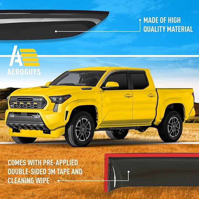 Extra Durable Window Deflectors Tape-On Window Visors Rain Guards Fit (2 pcs)
