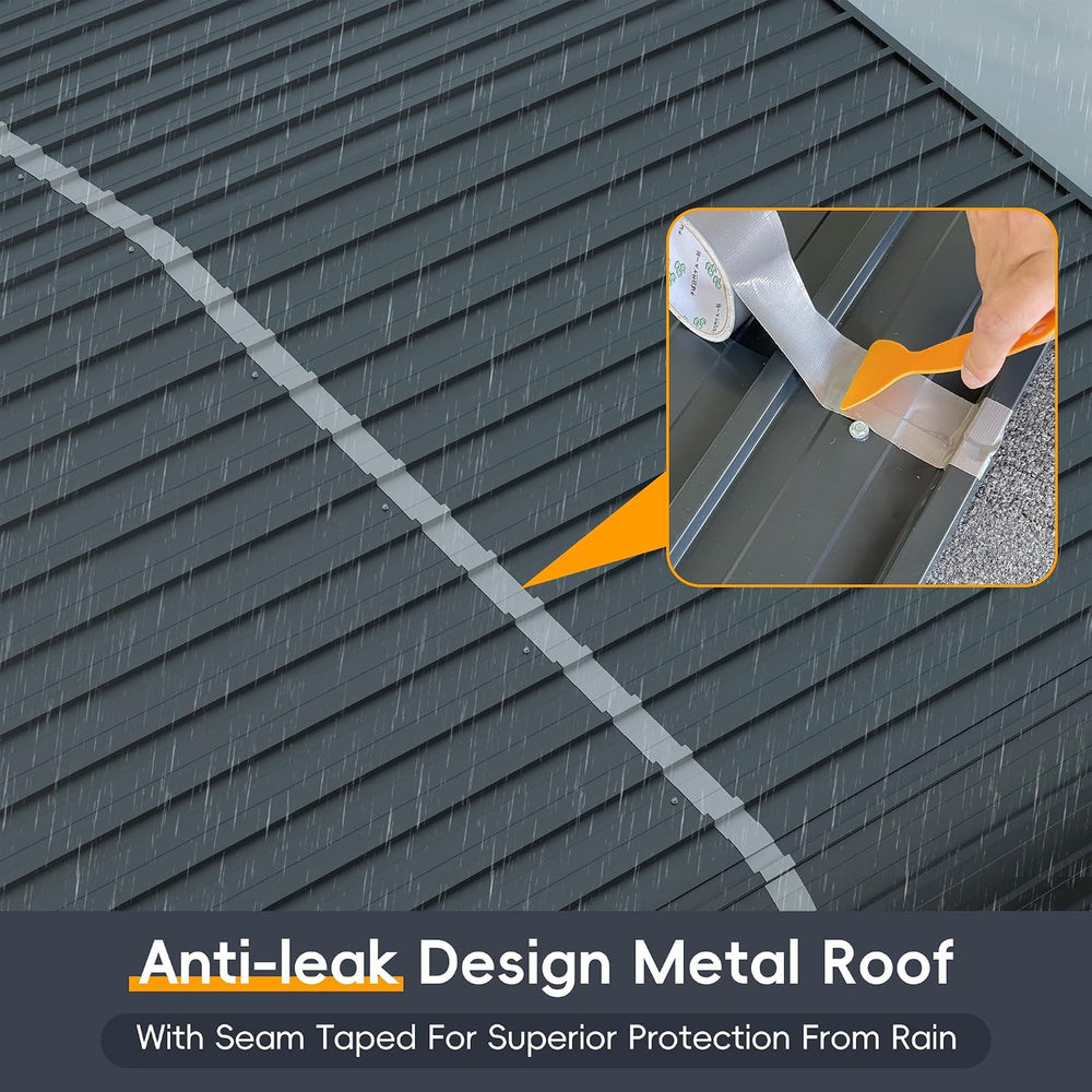 10x15 FT Heavy Duty Metal Carport Kits with Galvanized Steel Roof and Frame, ...
