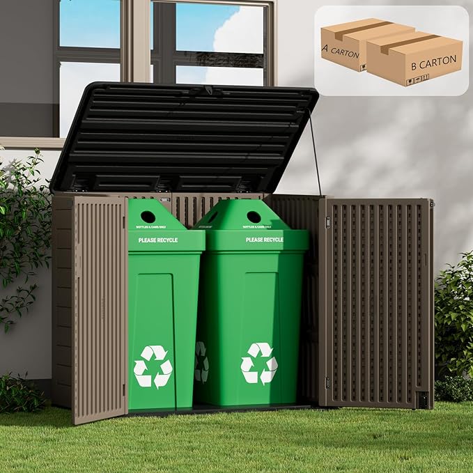 ZZM Large Outdoor Storage Shed, 48 Cu Ft Resin Versatile Storage Cabinet