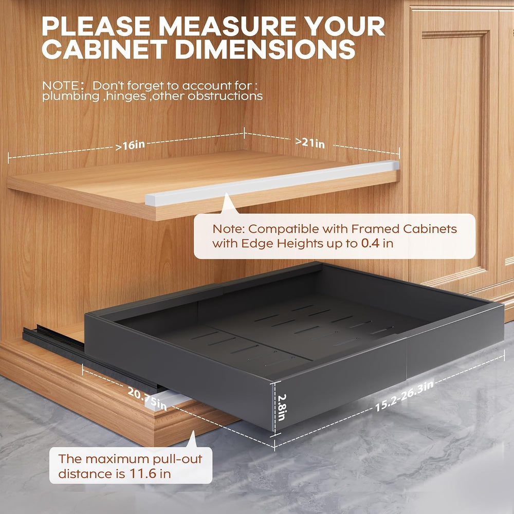 4 Pack Expandable Pull Out Cabinet Organizer 21"Deep With Raising Pad fo...