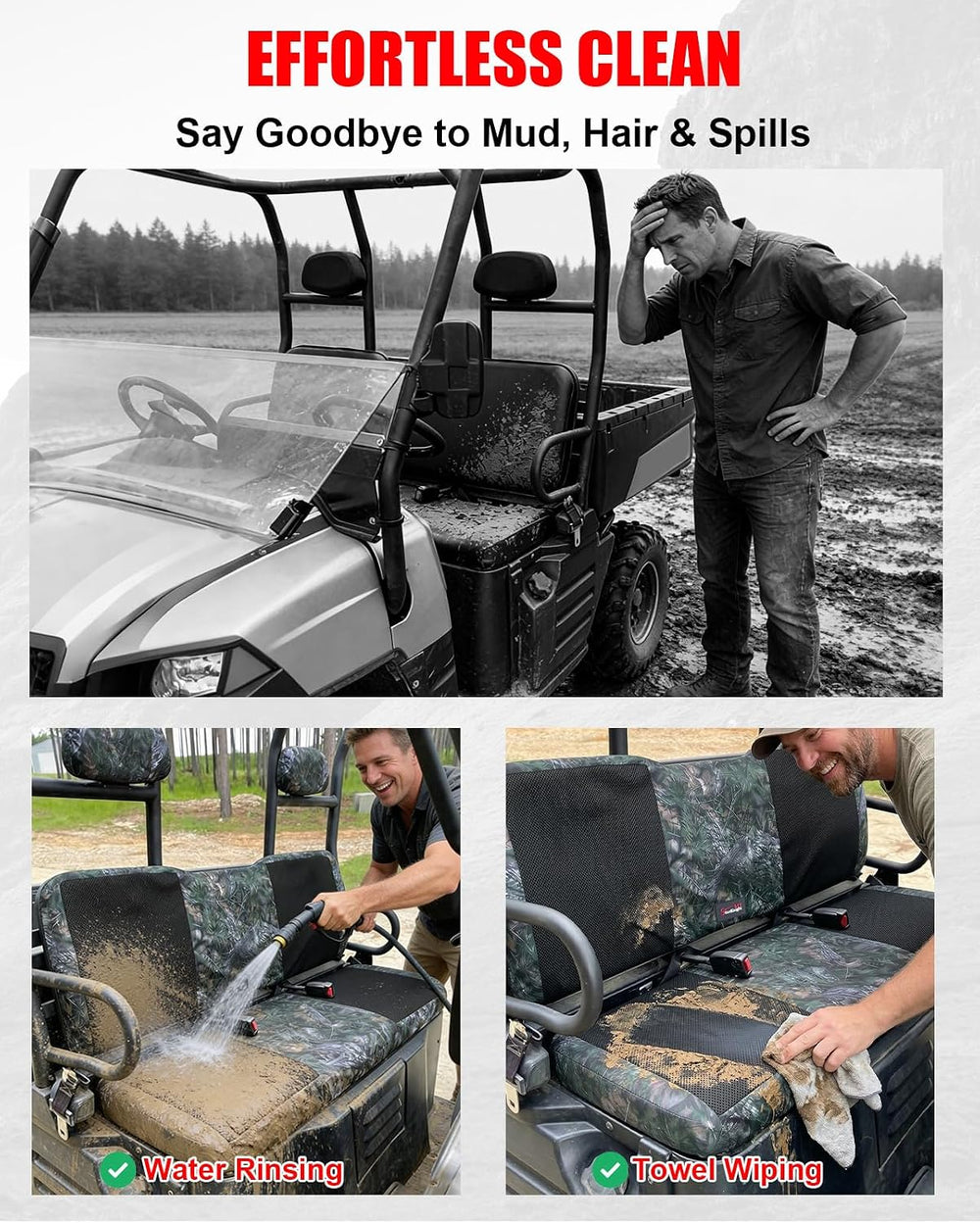 StarknightMT Camo Seat Covers Compatible with 2002-2008 Polaris Ranger 500 70...