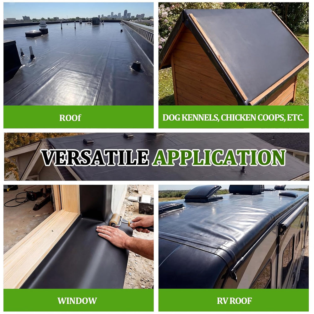 Pushglossy 1 Roll EPDM Rubber Roofing Membrane 50 Mil, 39" x 5 Ft, Black